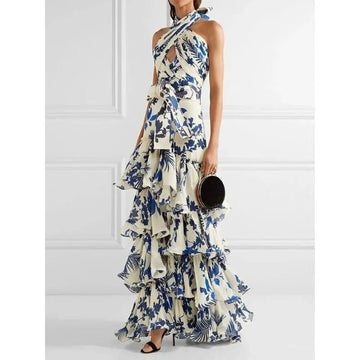 Criss-cross Floral Maxi Dress - LUVVITT Fashion