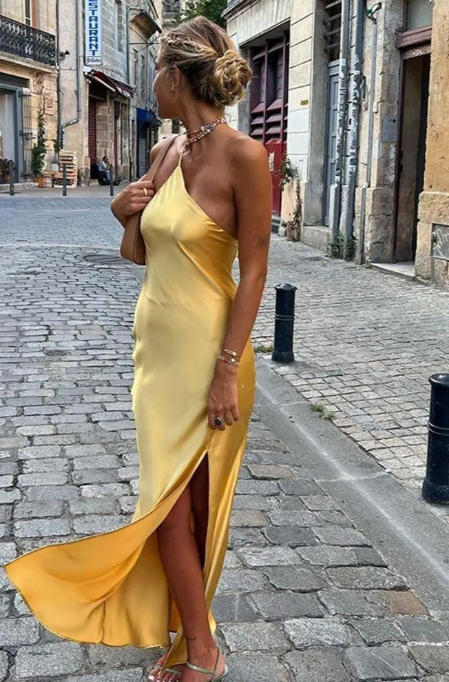 Satin Slit Maxi Dress