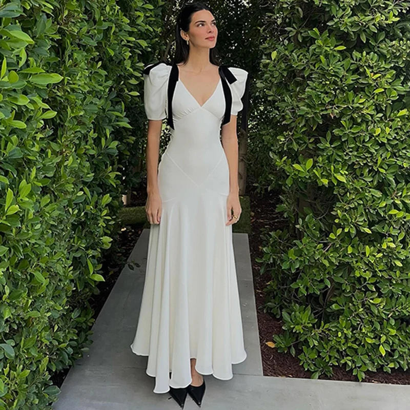 Plunge Bow Maxi Dress