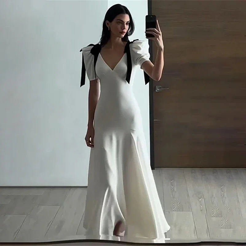 Plunge Bow Maxi Dress