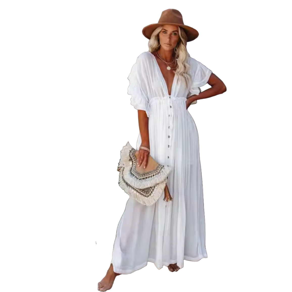 Plunging Maxi Beach Dress