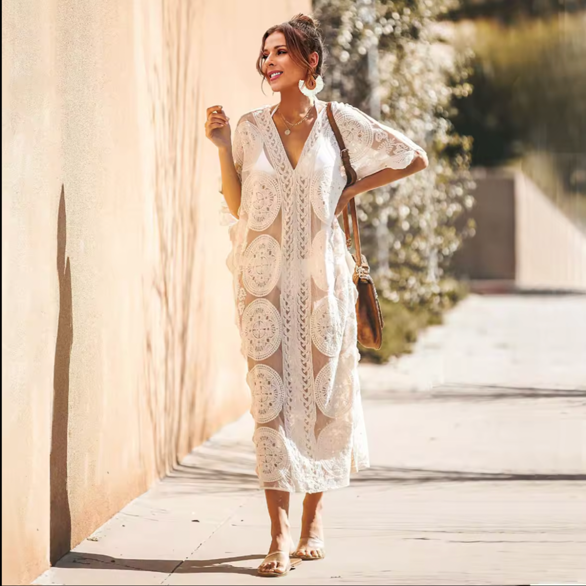 Lace Mesh Beach Cover-up Dress