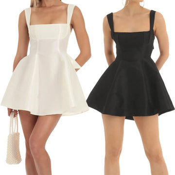 Square Neck A-line Mini Dress