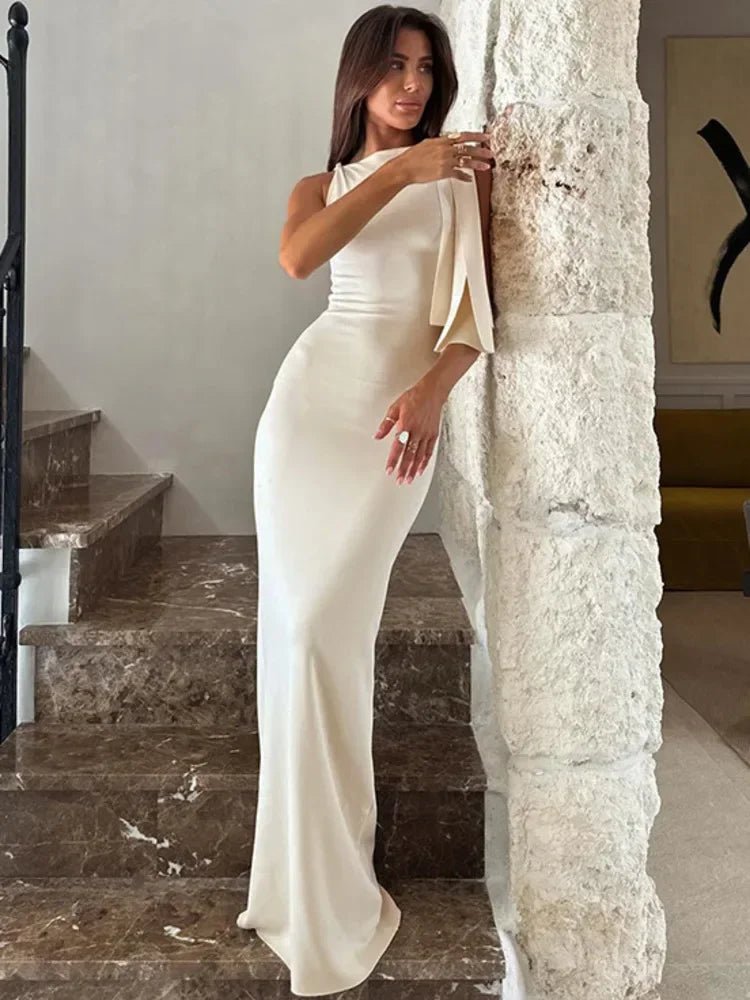 Asymmetrical Slim Maxi Dress - LUVVITT Fashion