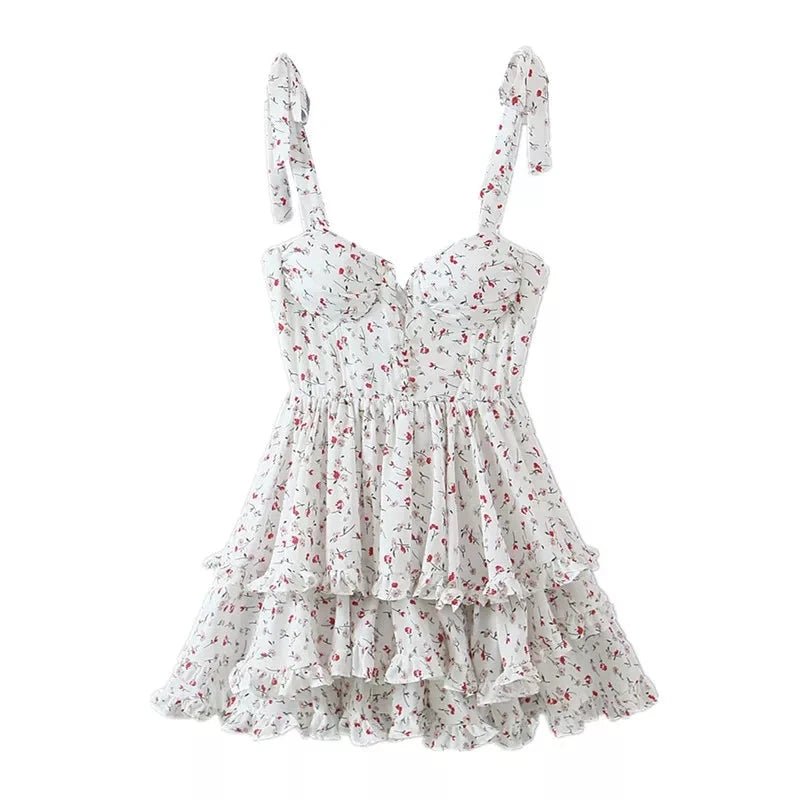 Bow Floral Mini Dress - LUVVITT Fashion
