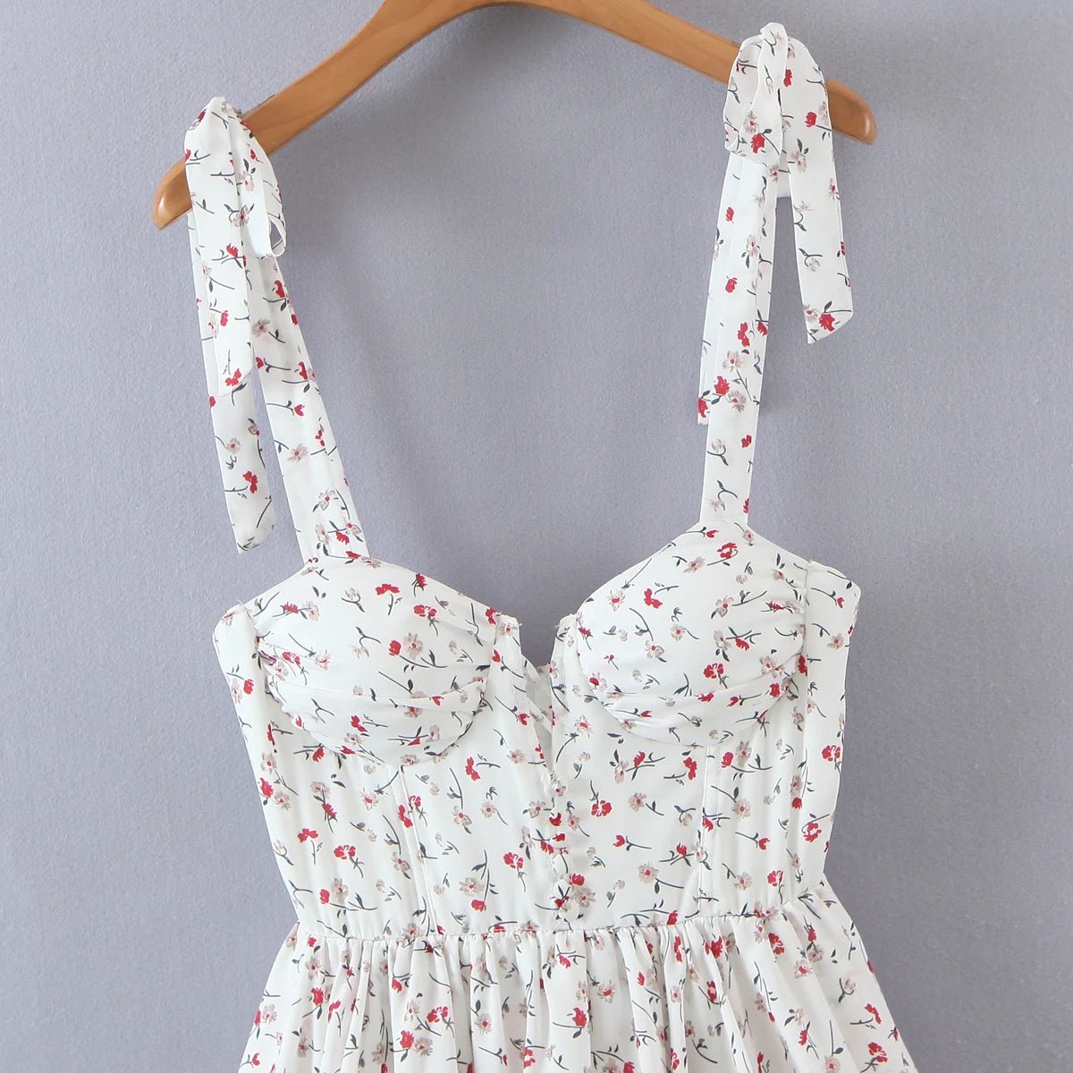 Bow Floral Mini Dress - LUVVITT Fashion