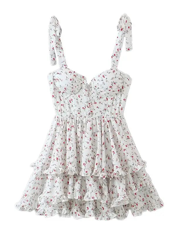Bow Floral Mini Dress - LUVVITT Fashion