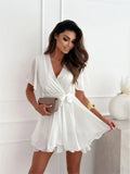 Chiffon V-Neck Mini Dress - LUVVITT Fashion