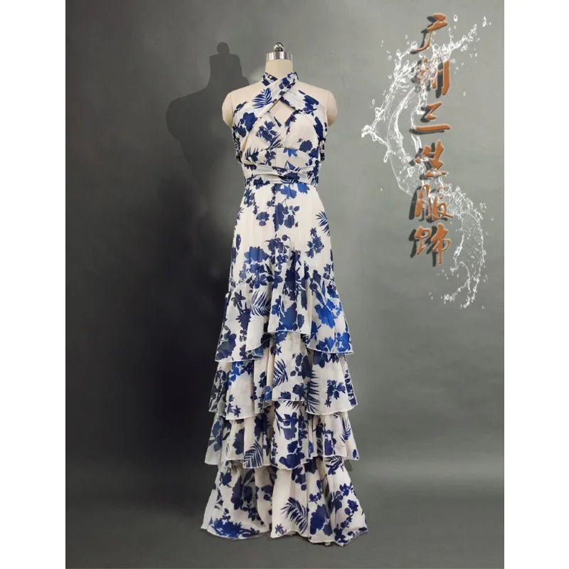 Criss-cross Floral Maxi Dress - LUVVITT Fashion