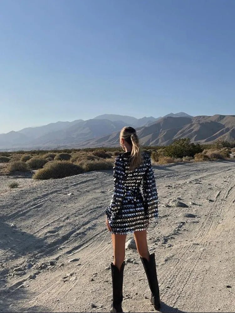 Cutout Sequin Mini Dress - LUVVITT Fashion
