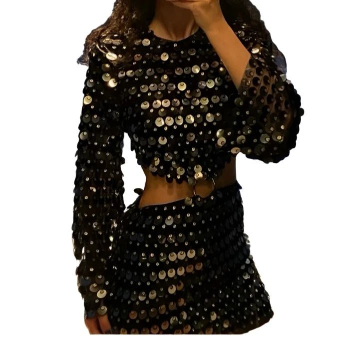 Cutout Sequin Mini Dress - LUVVITT Fashion