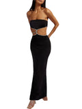 Cutout Slim Long Dress - LUVVITT Fashion