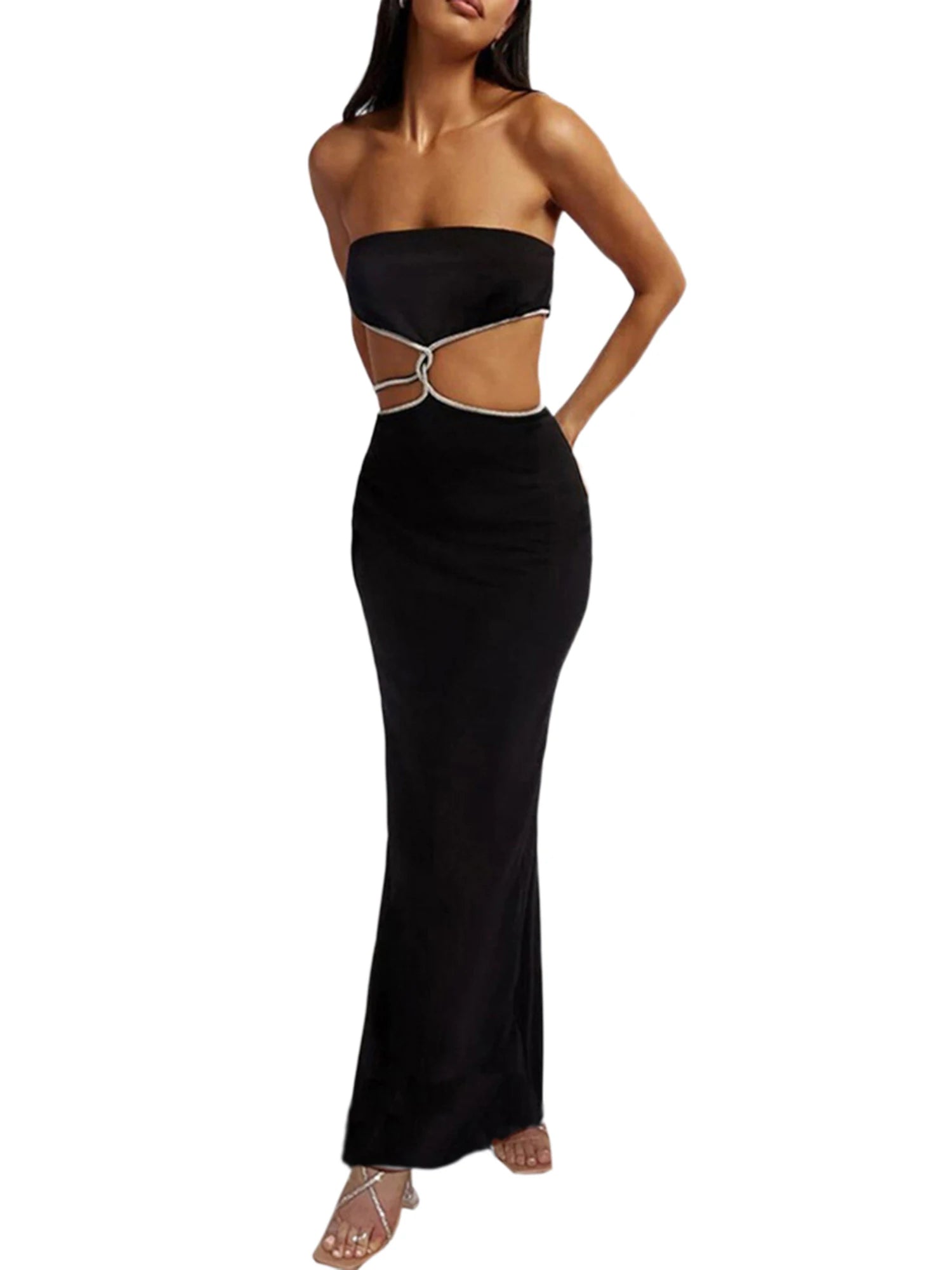 Cutout Slim Long Dress - LUVVITT Fashion