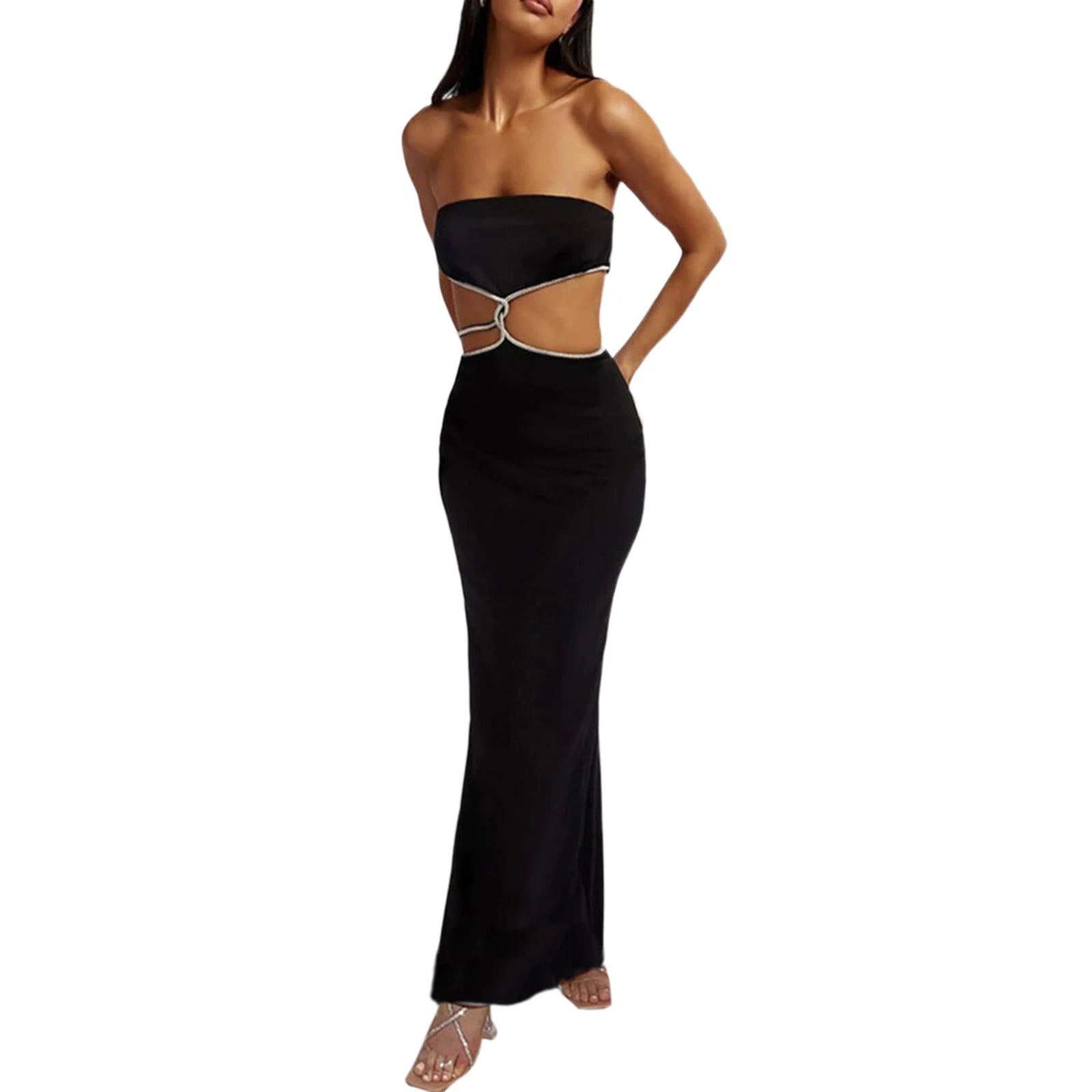 Cutout Slim Long Dress - LUVVITT Fashion