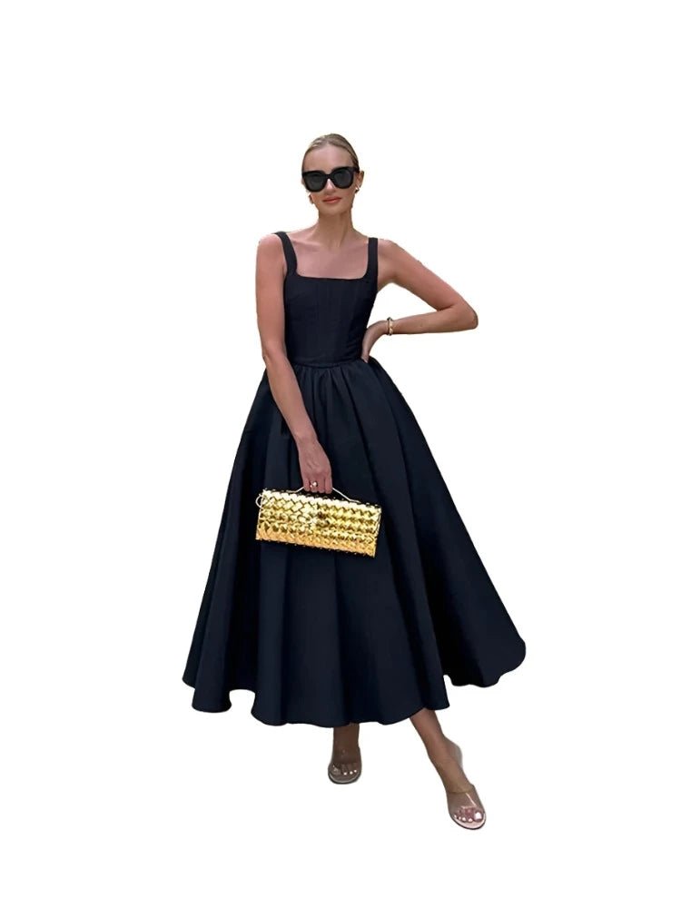 Elegant Black Long Dress - LUVVITT Fashion