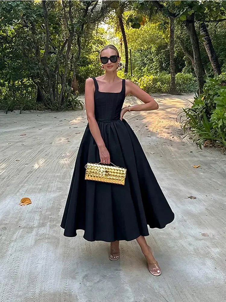 Elegant Black Long Dress - LUVVITT Fashion
