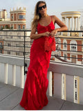 Elegant Red Chiffon Slip Dress - LUVVITT Fashion