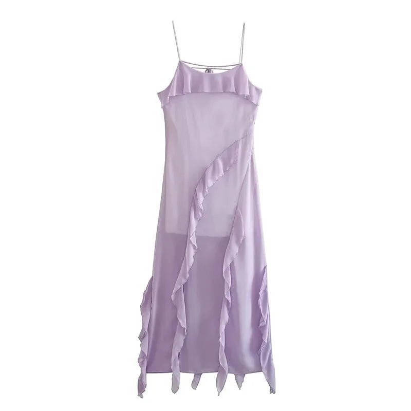 Elegant Ruffle Sling Dress - LUVVITT Fashion
