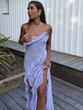 Elegant Ruffle Sling Dress - LUVVITT Fashion