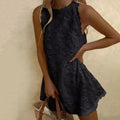 Floral Embroidery Mini Dress - LUVVITT Fashion