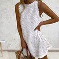 Floral Embroidery Mini Dress - LUVVITT Fashion
