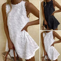 Floral Embroidery Mini Dress - LUVVITT Fashion