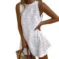Floral Embroidery Mini Dress - LUVVITT Fashion