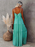 Green V-Neck Maxi Dress - LUVVITT Fashion