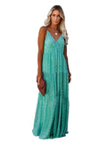 Green V-Neck Maxi Dress - LUVVITT Fashion