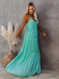 Green V-Neck Maxi Dress - LUVVITT Fashion