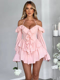 Halter Ruffle Flare Mini Dress - LUVVITT Fashion