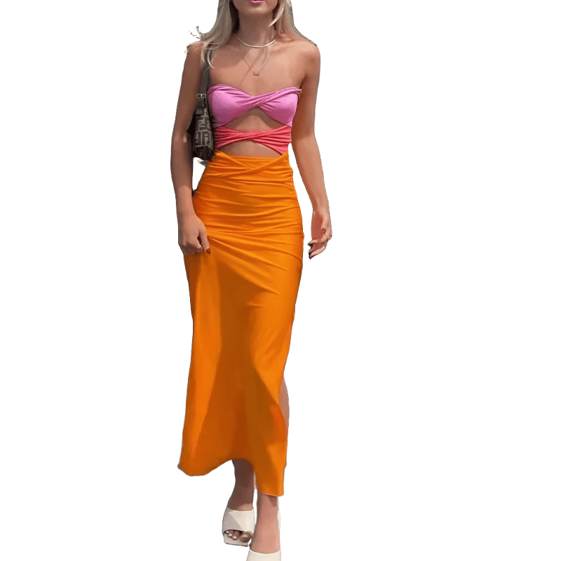 Hollow Out Strapless Slim Dress - LUVVITT Fashion